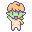 a cute little pixel art alien is waving at you