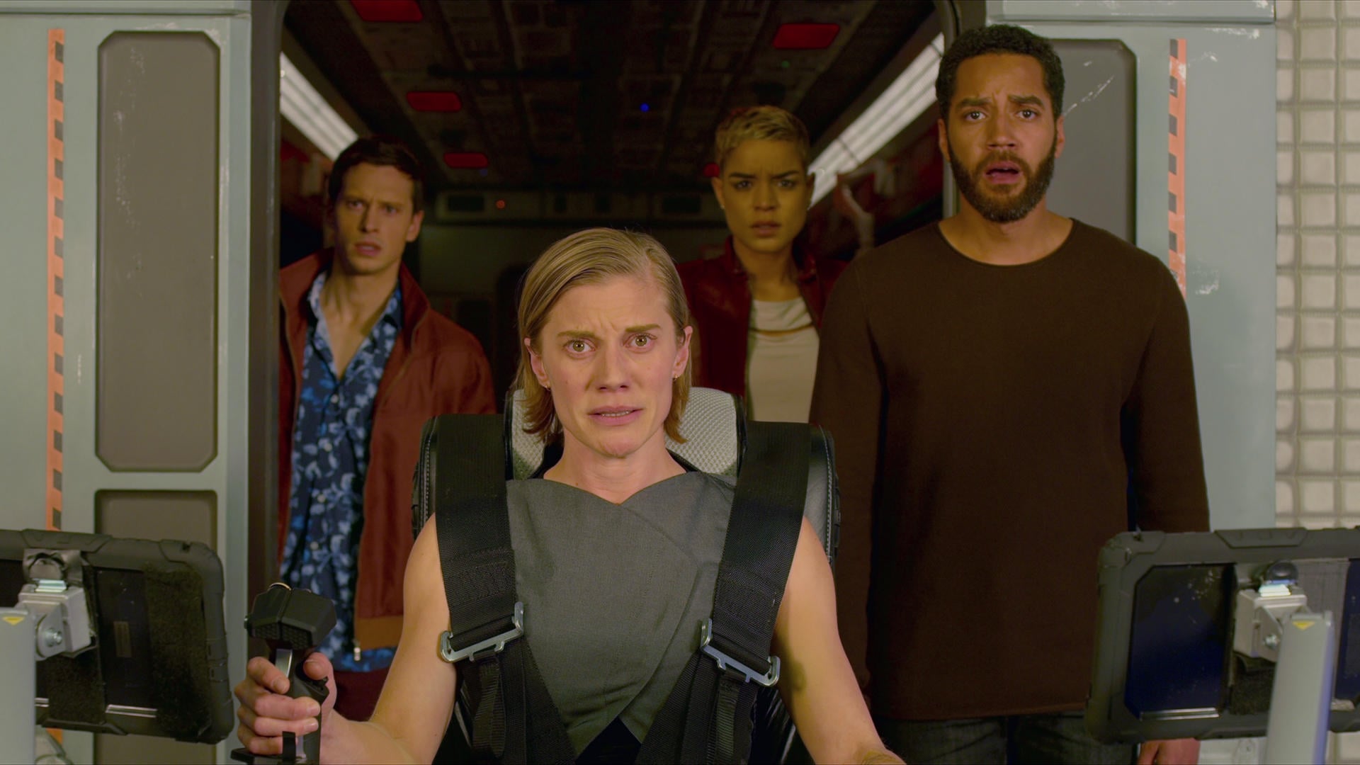 Another Life crew looking horrified - with good reason
