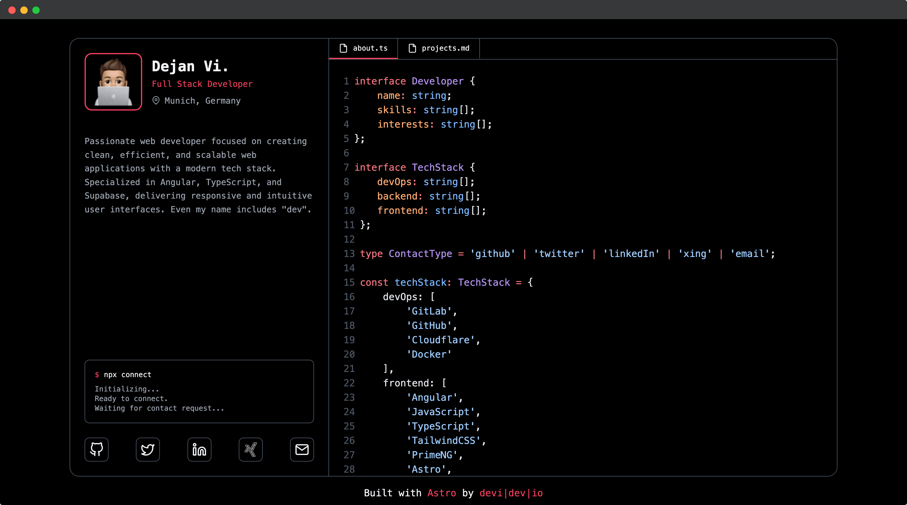 Screenshot devidev.io Template